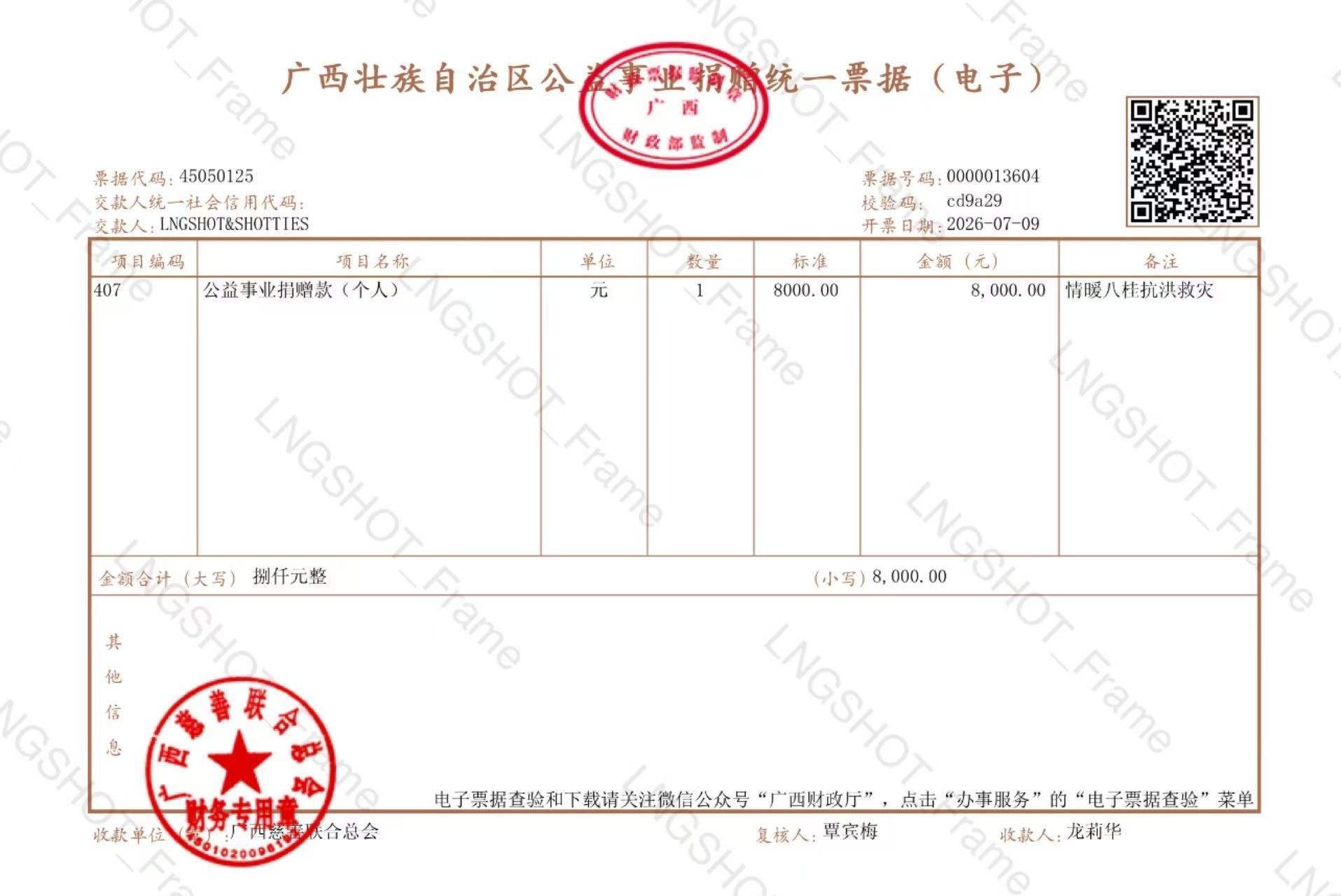 LNGSHOT粉丝驰援广西LNGSHOT 团吧组织为灾区捐款，2小时即筹集善款8