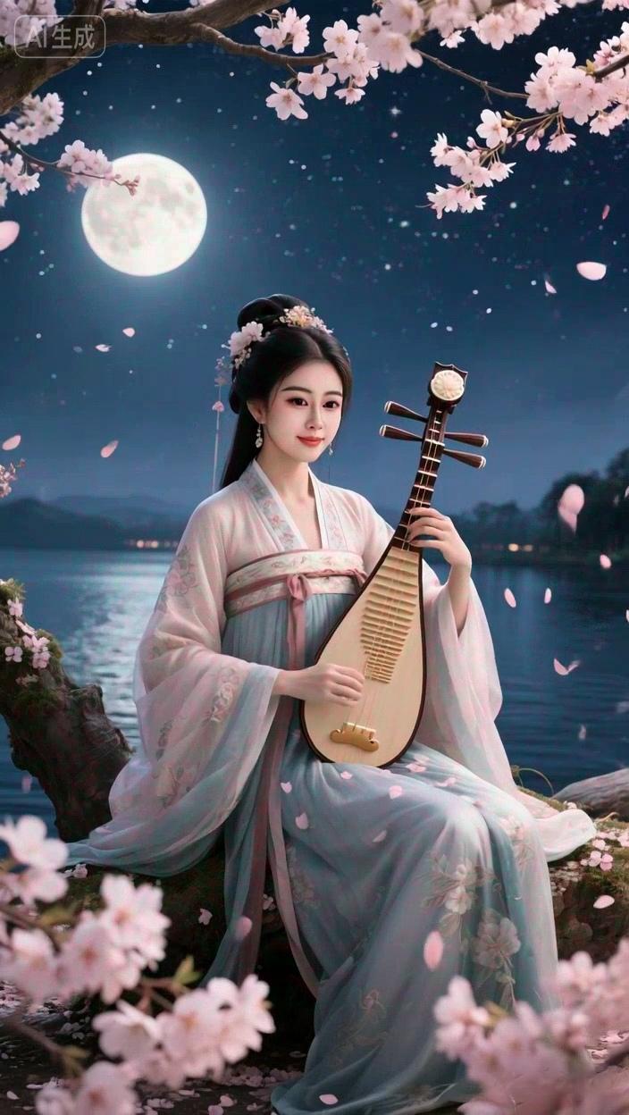 七绝●视听盛宴/古韵  

妙曲清音花伴舞，
明星朗月谷陪歌。
琵琶独奏倾情唱，