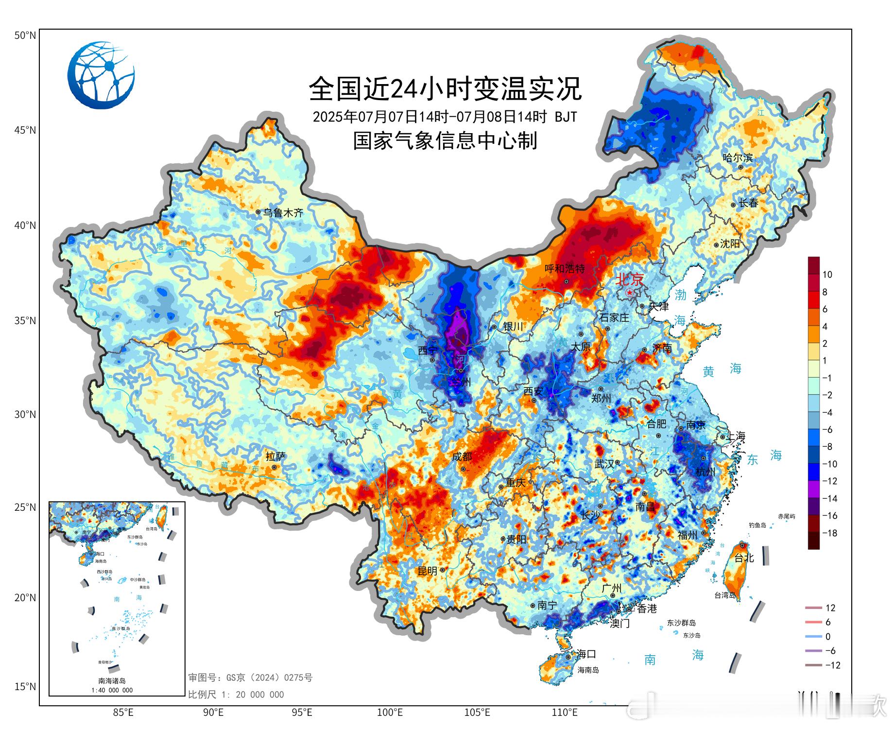 【浙江高温缩减 福建高温凶猛】今天因为台风丹娜丝的降雨影响，浙江的高温明显减少。