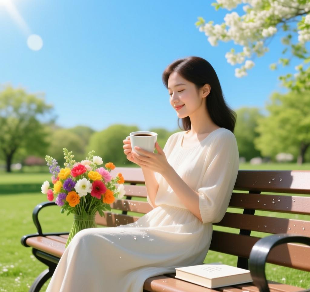 今日份的开心，是春天给的。
阳光是最好的滤镜，
心情是免费的门票。
买了喜欢的花