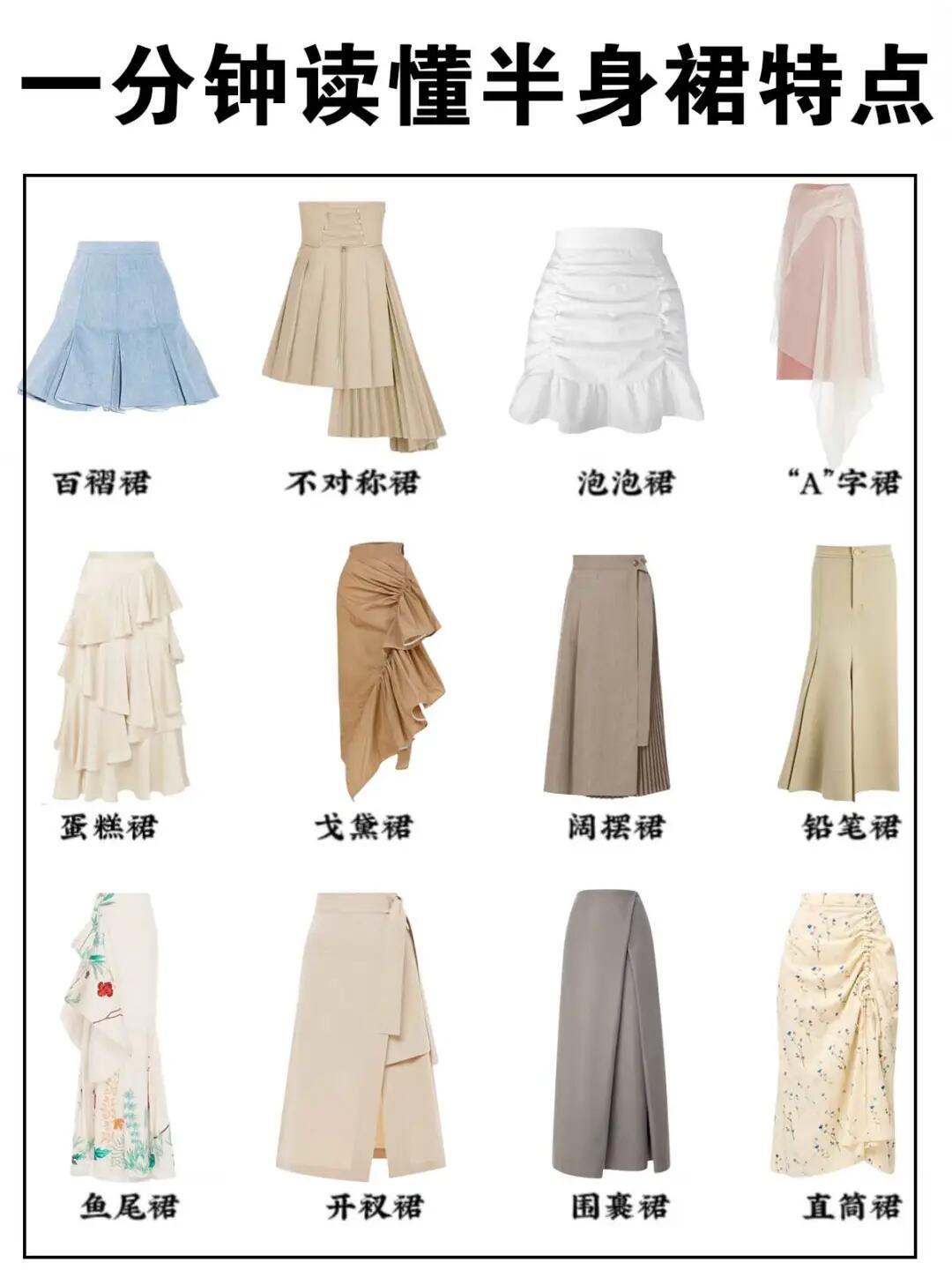 一分钟读懂半身裙特点