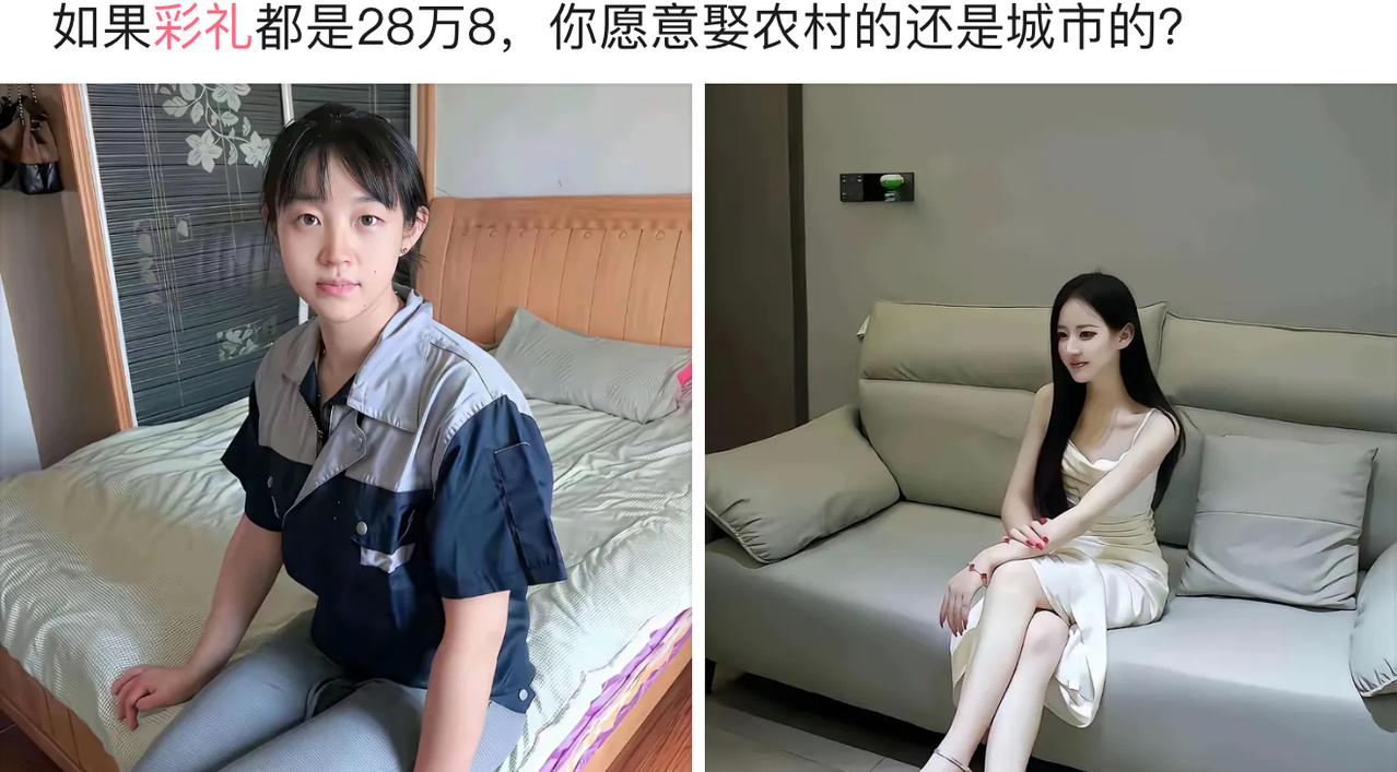 同样28万8的彩礼，一边农村姑娘，一边城市姑娘，这选择题看着简单其实不好选。很多
