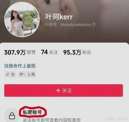 #叶珂账号已设为私密状态#叶珂已经更换wb头像，dy账号也设置成了私密状态，这确