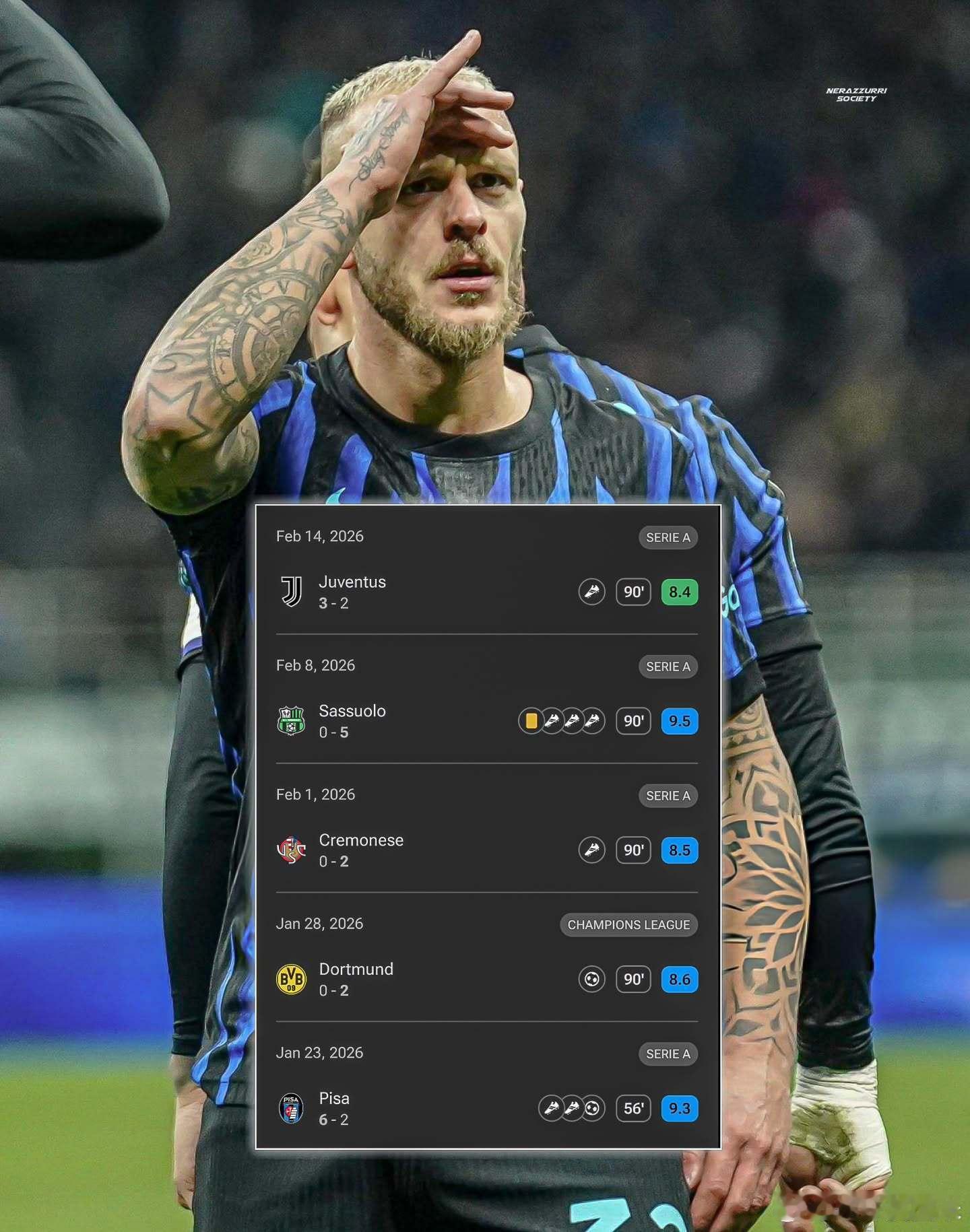 迪马尔科的表演在继续国际米兰意甲国际米兰3比2尤文图斯