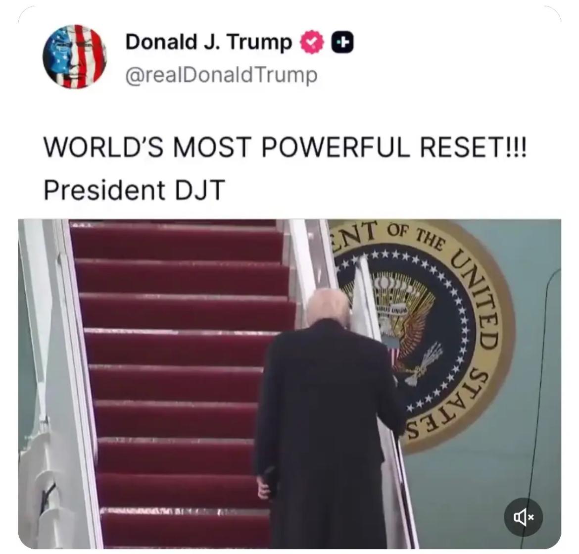 特朗普昨晚（北京时间4月10日晚）放出了这句狠话：“世界上最强有力的重置！！！”