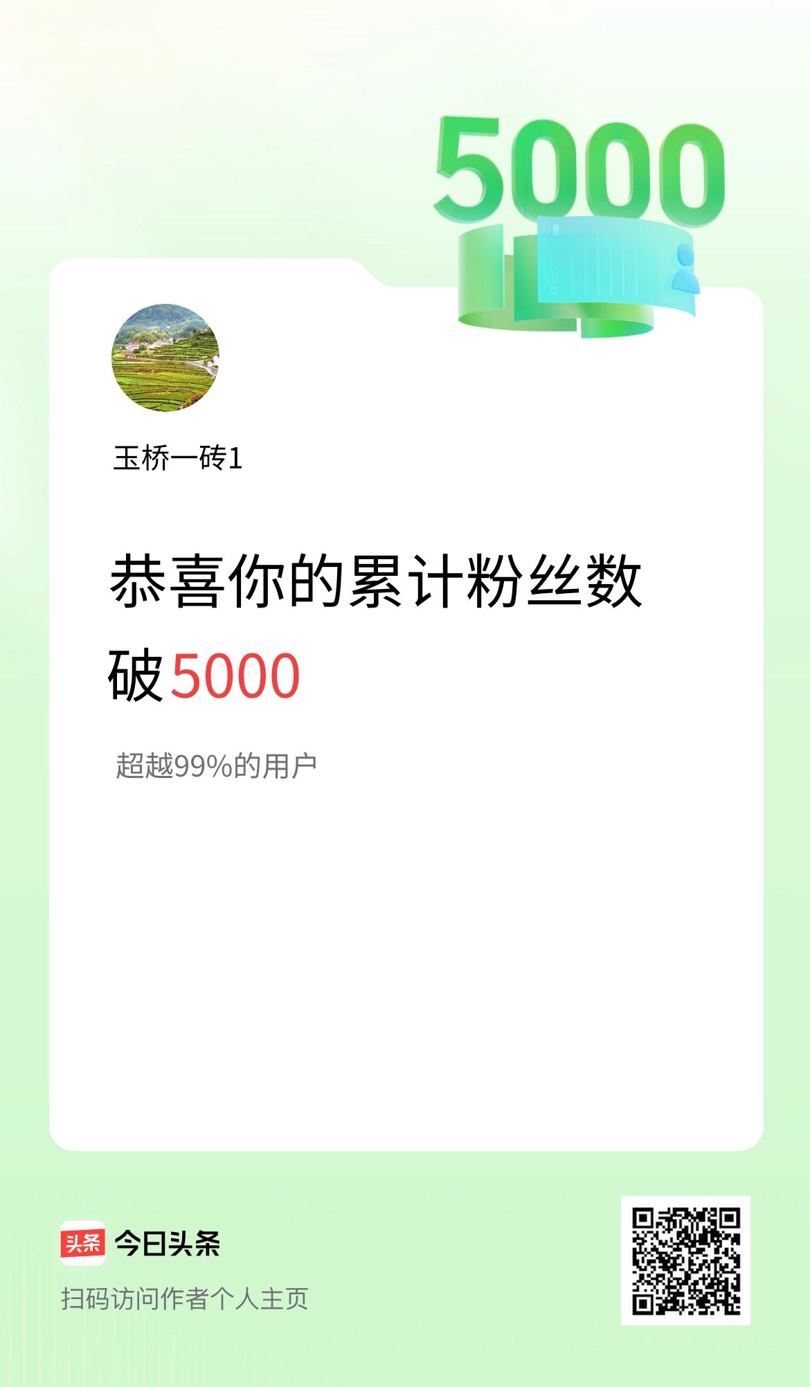 我在头条累计粉丝数破5000啦！