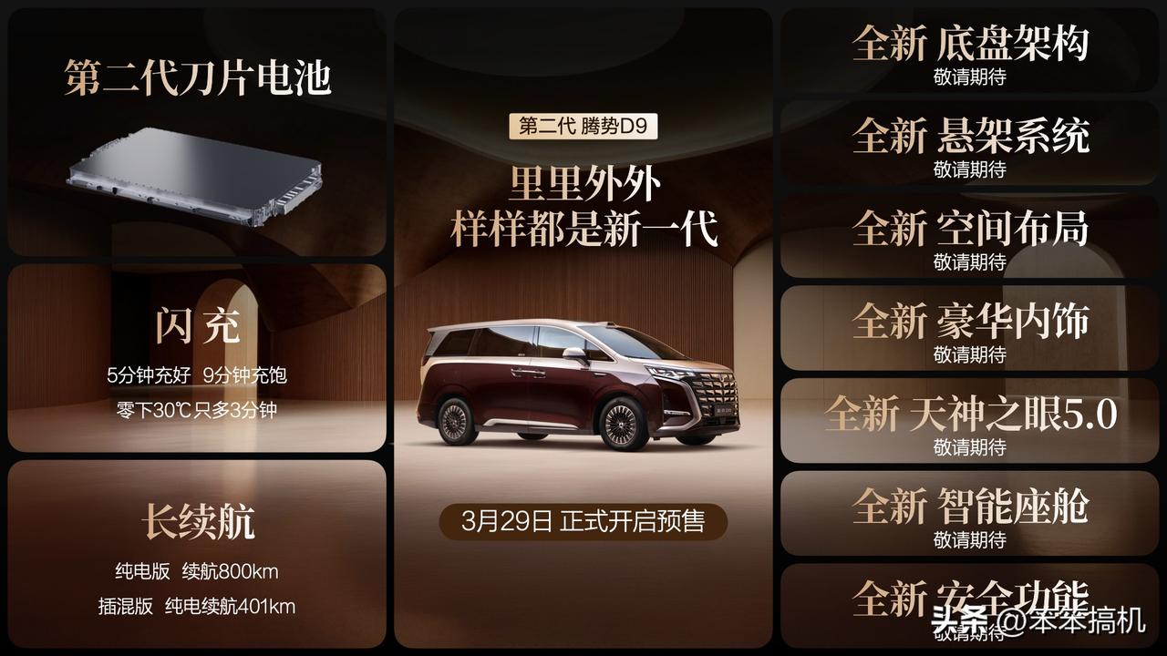 第二代腾势D9终于开启预售了！价格从38.98万起，最高48.98万，搭载第二代
