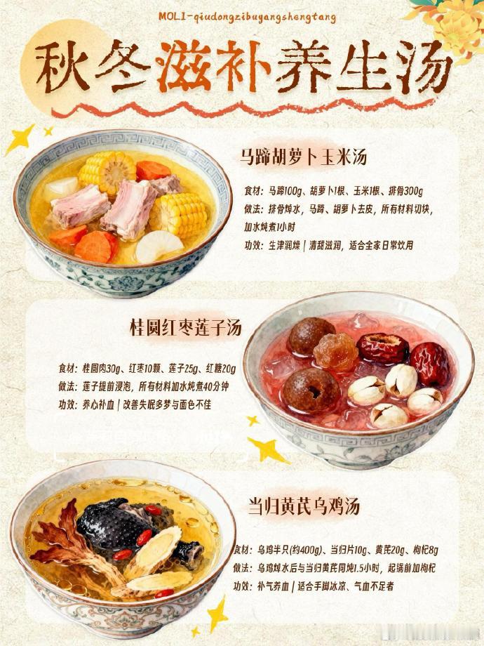 冬季养生不求人，试试这12道秋冬滋补养生汤吧！🍲温润平和，一起让温暖填满整个冬