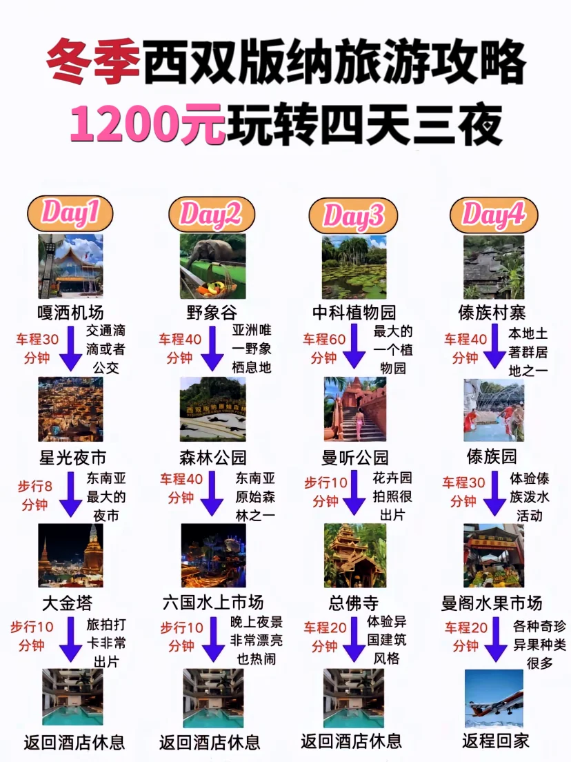 12-1月西双版纳旅行攻略🌸四天三晚仅1200💰