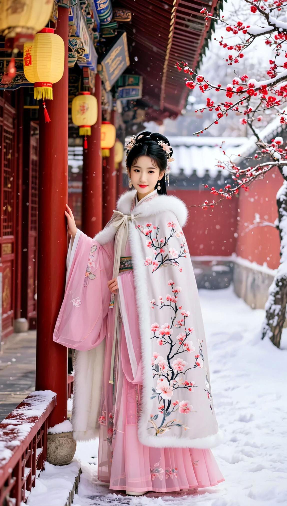 AI雪中汉服照