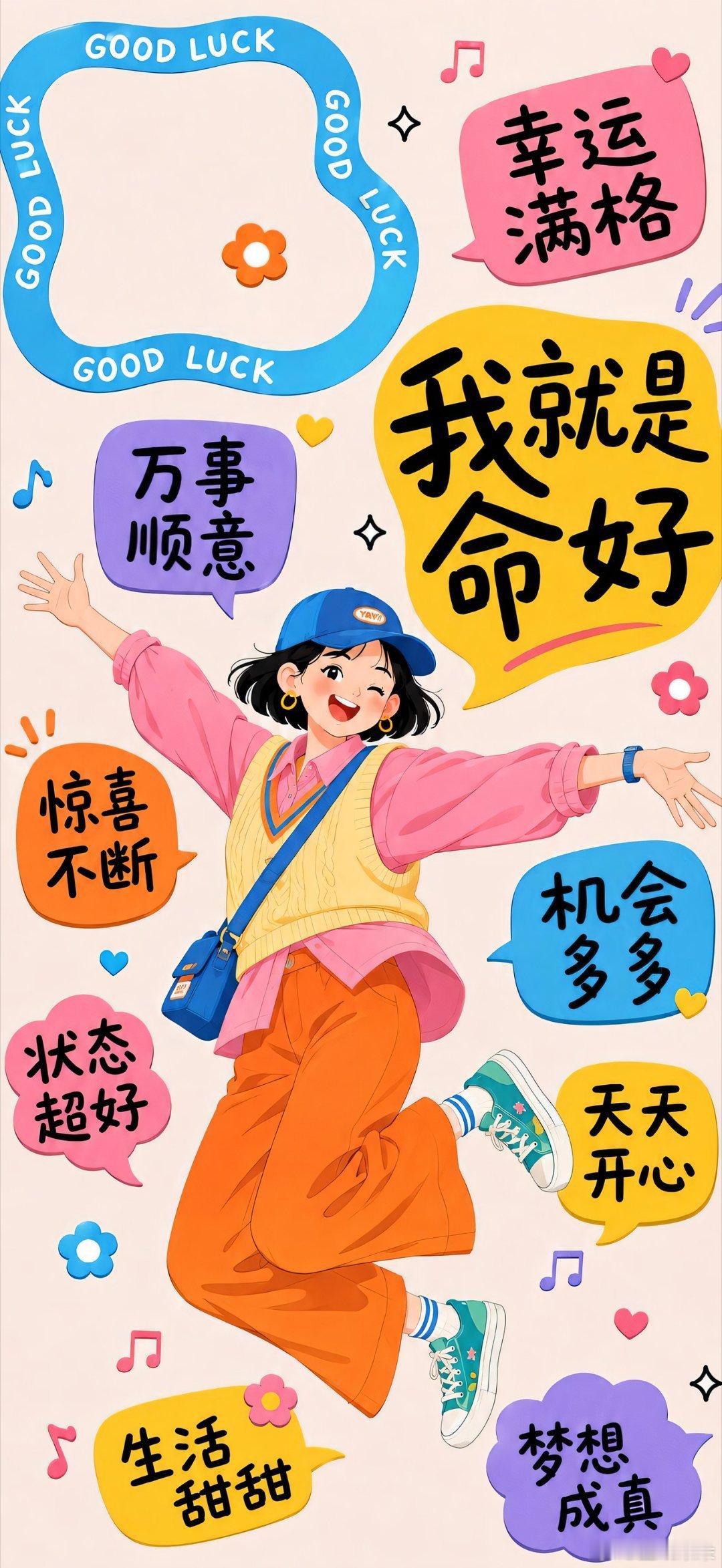 元气满满欧气爆棚女孩正能量壁纸..ུᵕ̈⛱ 