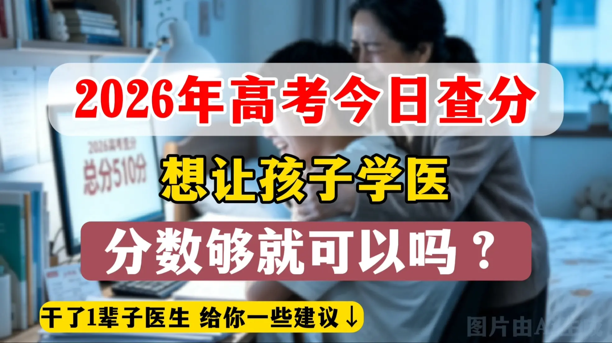 各位考生、家长，今天高考刚出分，不少家长看孩子分数够，想让孩子学医。我...