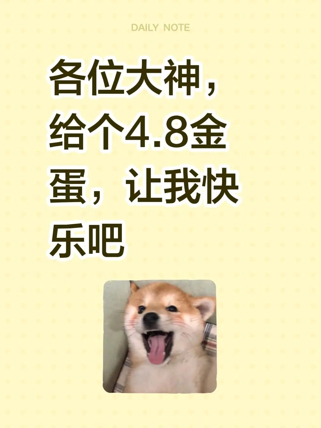 各位大神，给个4.8金蛋，让我快乐吧