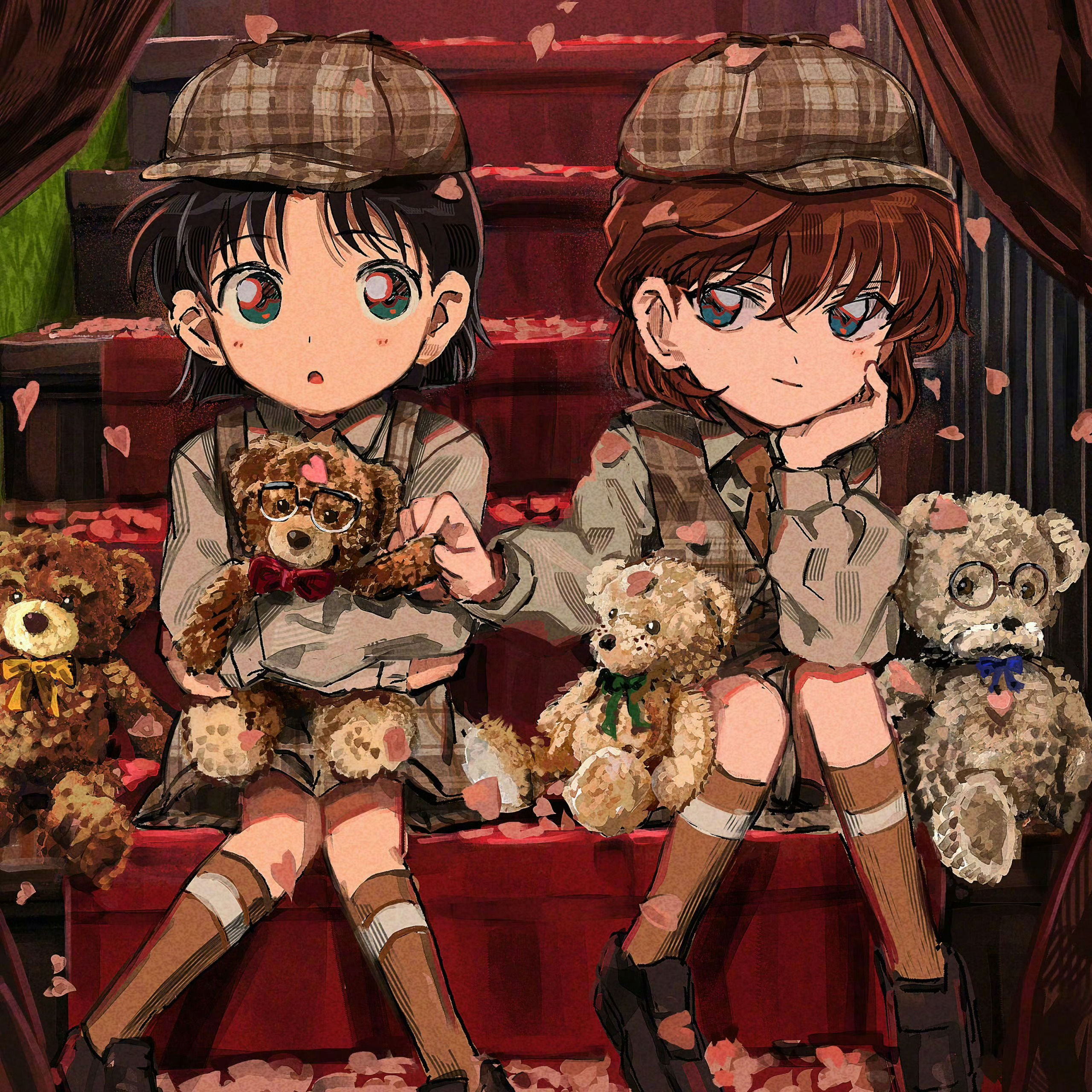 #名侦探柯南# 步美和灰原哀[羞嗒嗒]，萌萌哒 (x:segami_poyo) 