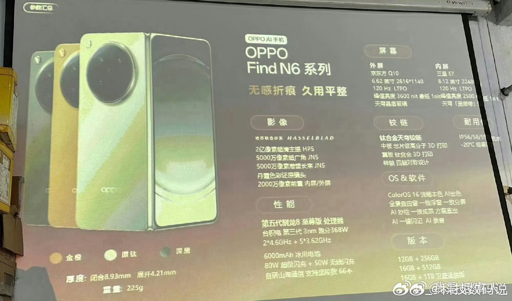据说这是OPPO Find N6配置，又被曝光了？2亿像素主摄是亮点6000mA