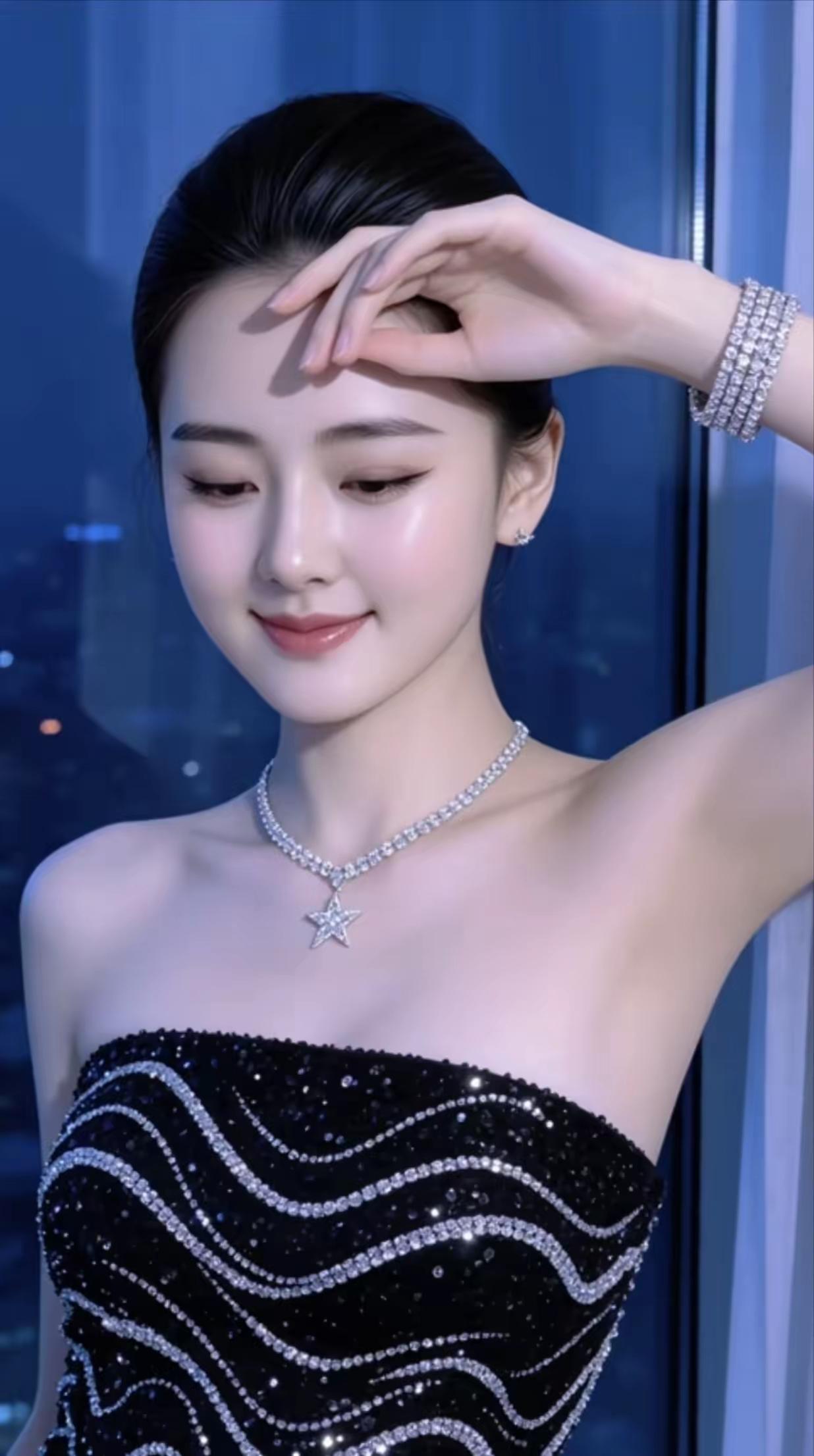 这位美女在窗边摆了个酷酷的姿势。