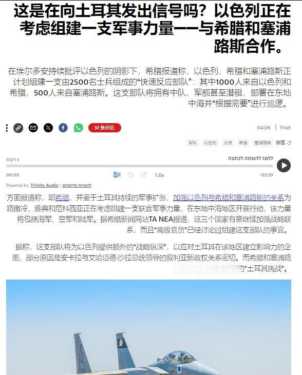 以色列、希腊和塞浦路斯计划组建一支2500人规模的海上联合快速反应部队，媒体认为