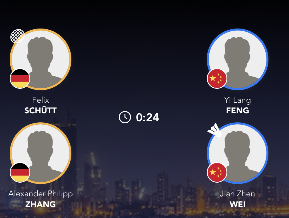 李知航🇨🇳 15-11、15-12 🇮🇳鲁纳克冯奕朗/魏简真🇨🇳 1
