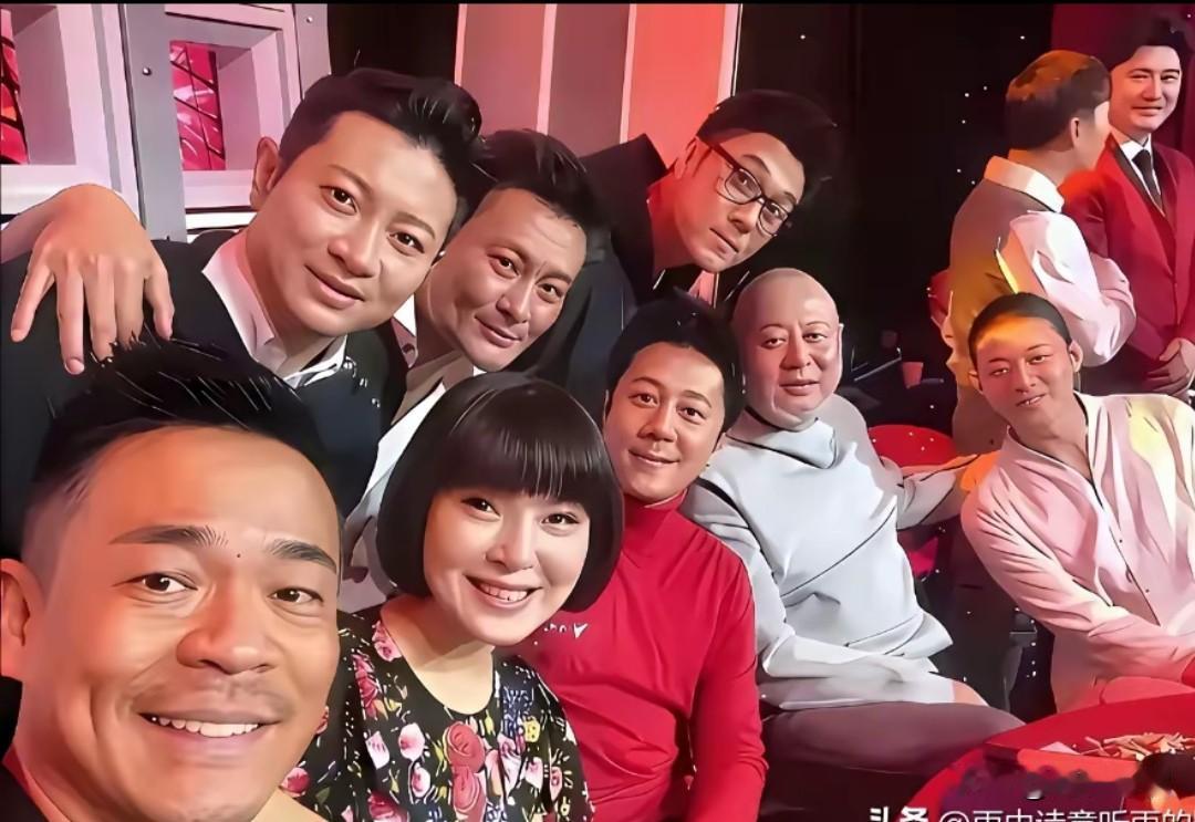 后排就认得出疏眉朗目的罗中旭，目若朗星的井冈山，前排左起歌手孙浩，秀韵多姿的陈红