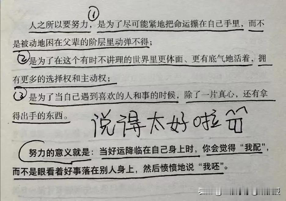 看到一段很有感触的文字，关于努力的意义。我认为，努力不是为了赢，而是为了不输。