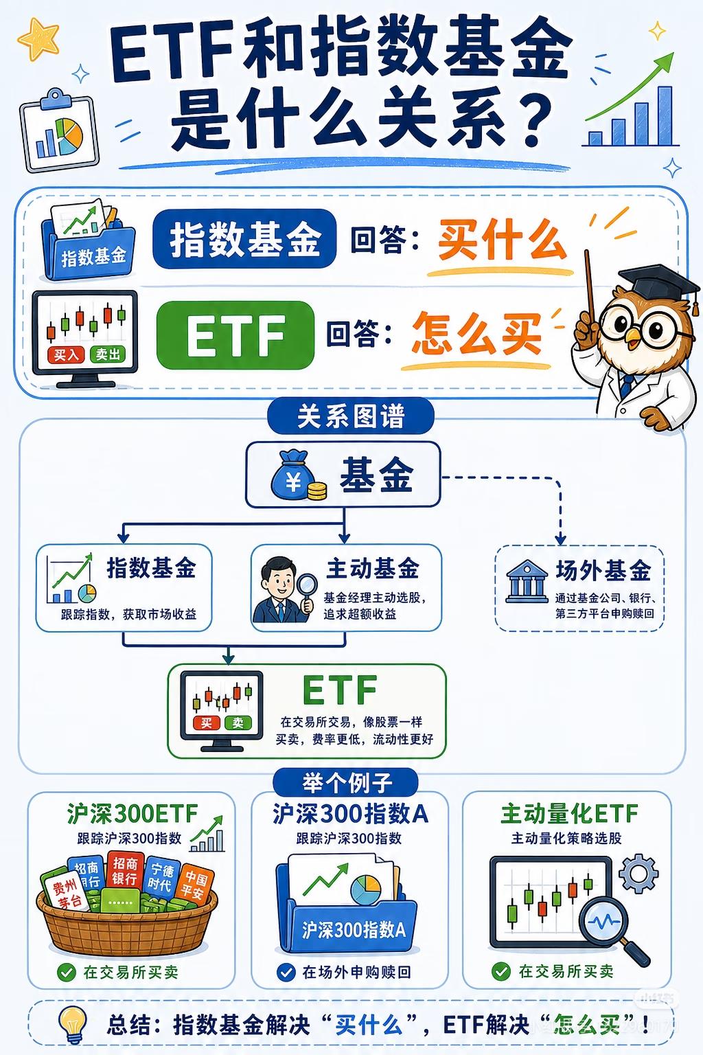 还分不清ETF和指数基金？一句话讲透
 
巴菲特：低成本指数基金，是普通投资者最