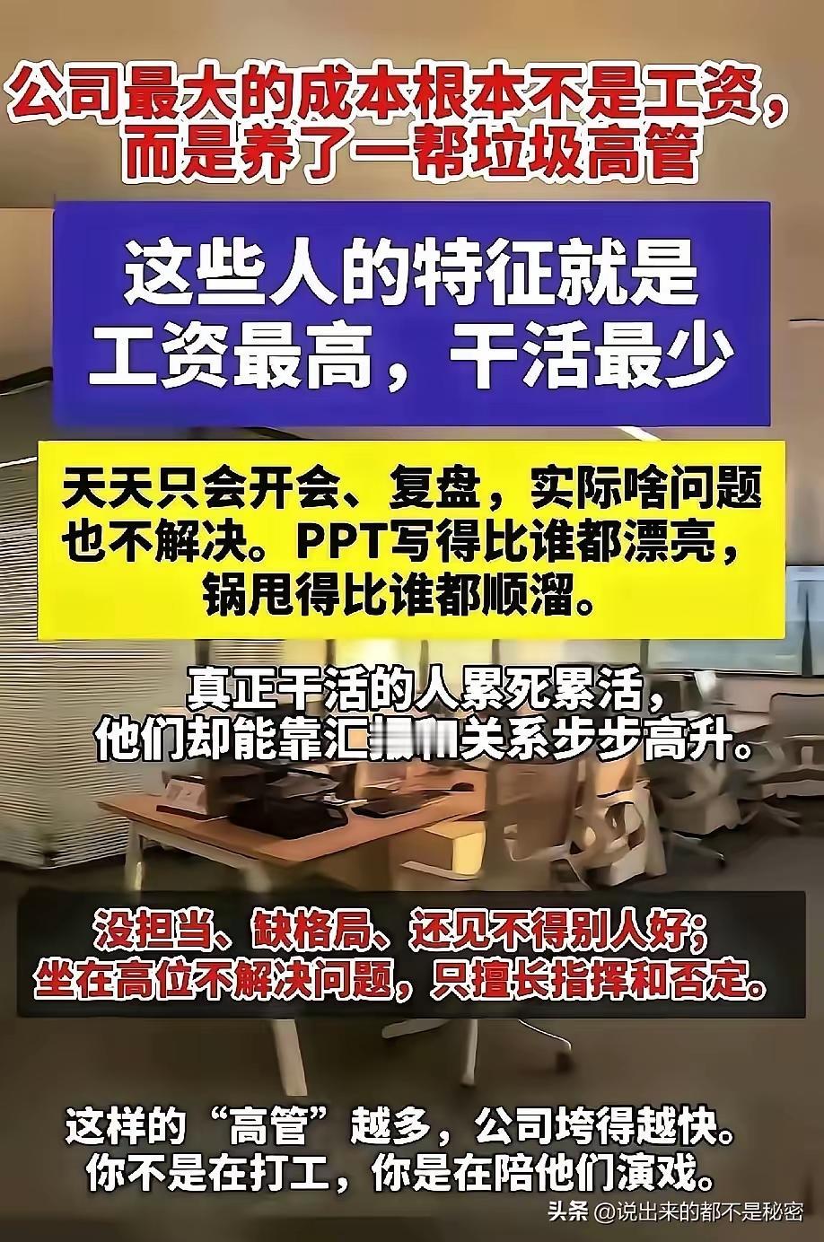 其实所谓的高管也就那个样子，合适的时间出现在了合适的位置。能力什么的不见得多厉害