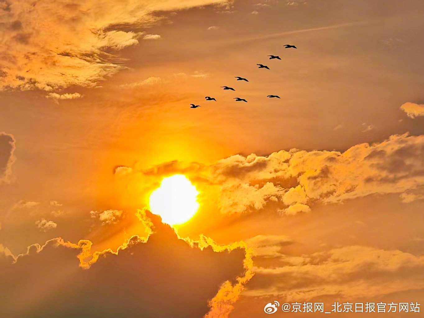 【#北京橘子味夕阳迎接周末#】#又被北京晚霞美到了#7月24日，周五。傍晚的北京