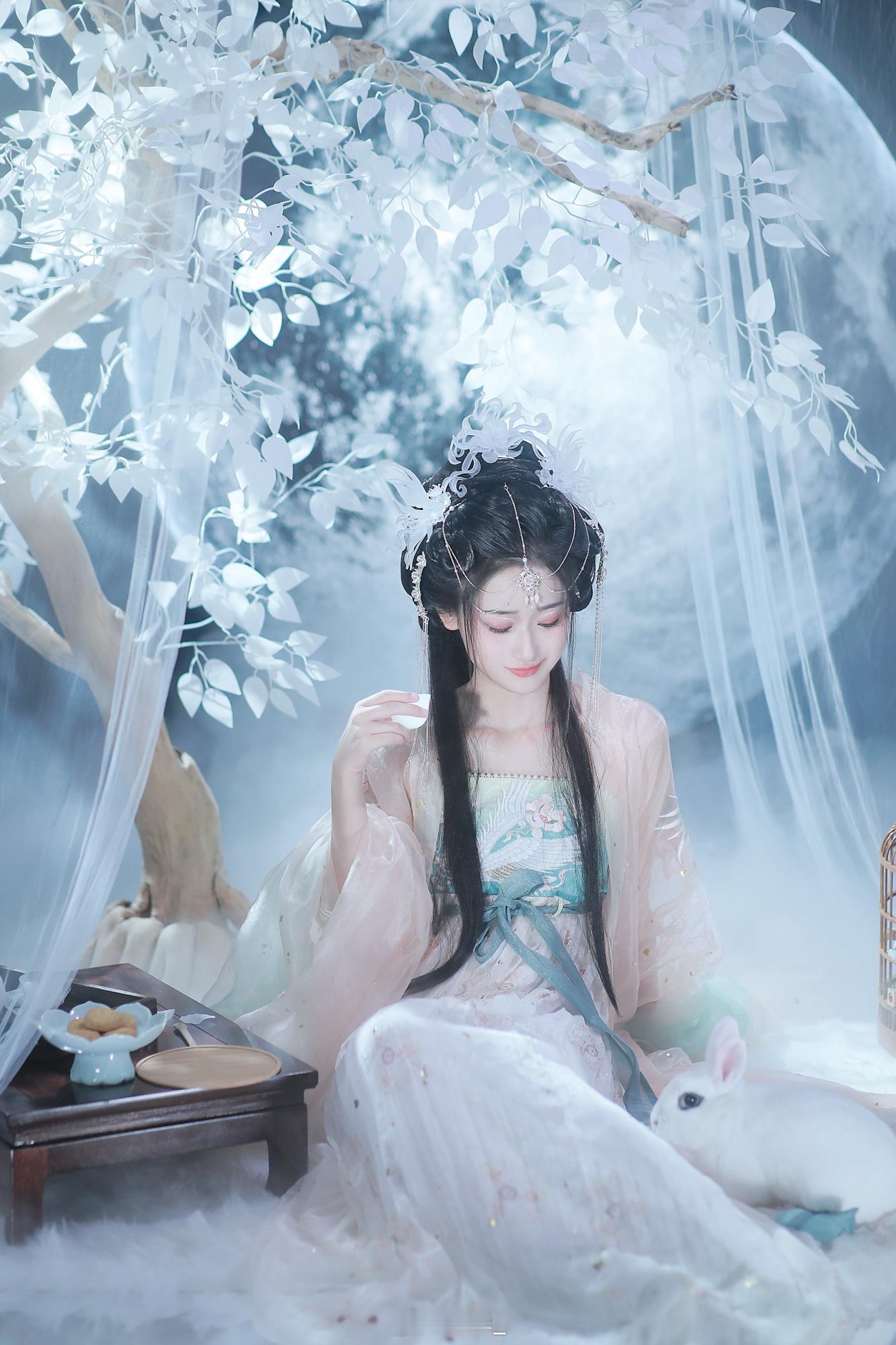 广寒深殿锁流光，璎珞垂云裳上海约拍古风写真中秋节