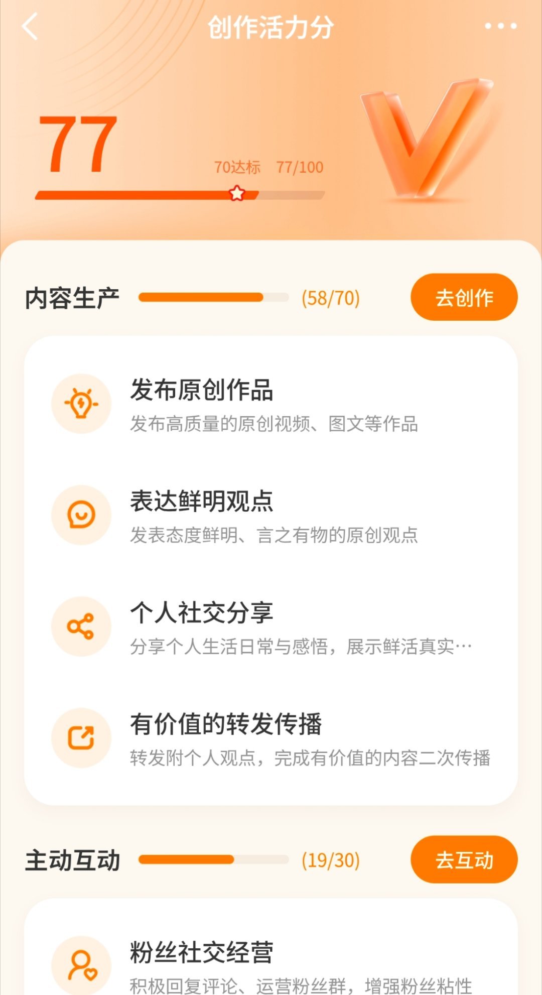 好消息主动互动分增加了4分坏消息内容生产降了2分想要80分怎么这么难 