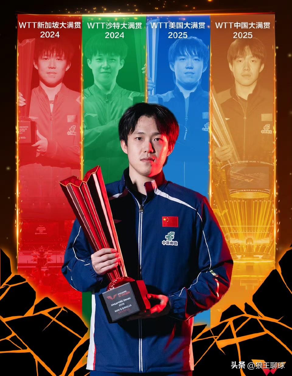 王楚钦 孙颖莎双双成为WTT大满贯赛事单打五冠王 国际乒联2026年第10周世界