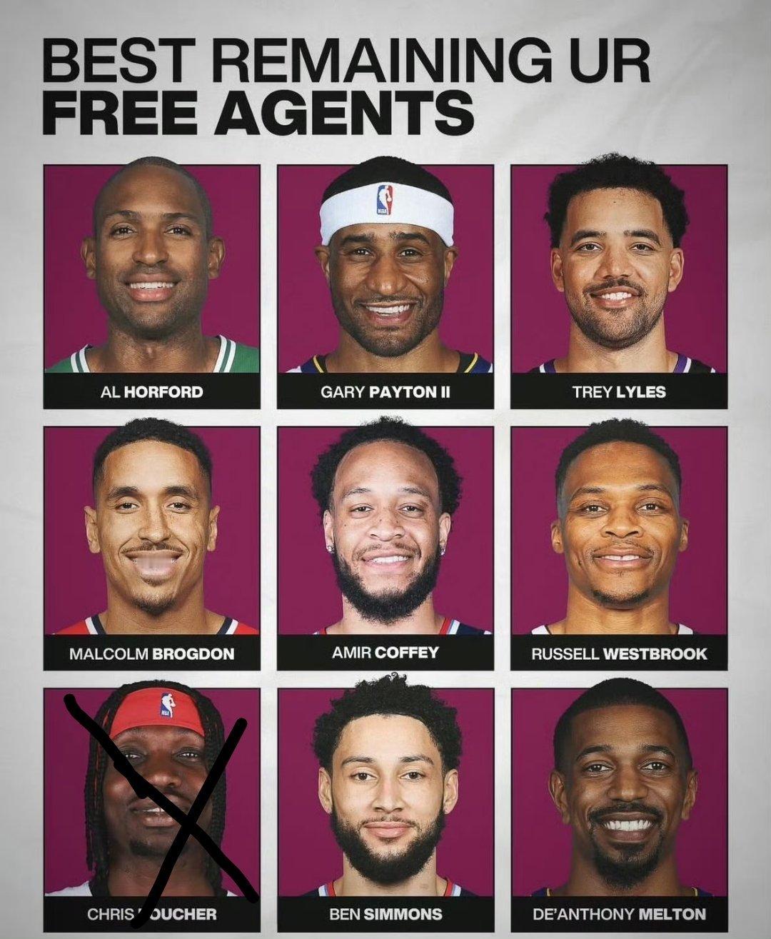 下个月就是媒体日了！[doge]都让三个受限制球员限制住了。nba自由市场 ​​