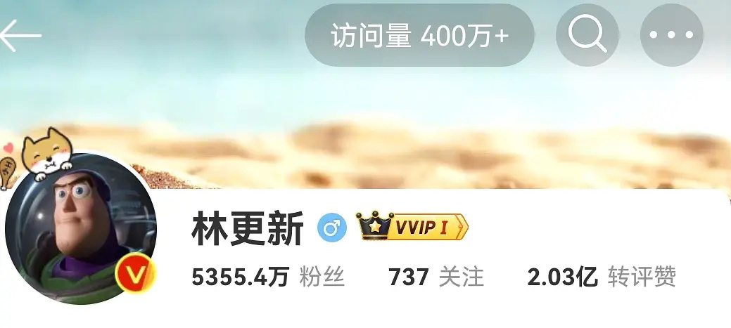 林更新微博访问量400万了，什么水平 ​​​