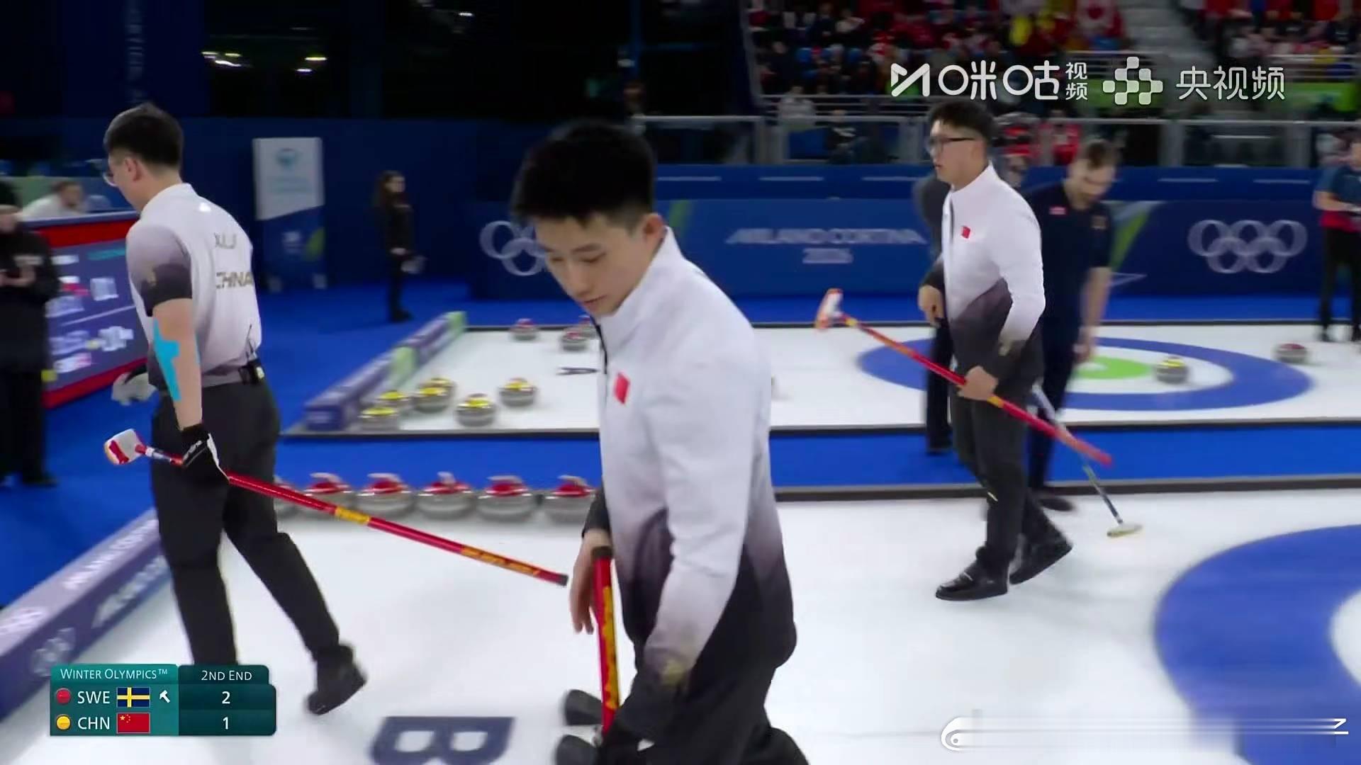 米兰冬奥会 中国队第二局后手拿1分1比2落后，先手进入第三局 