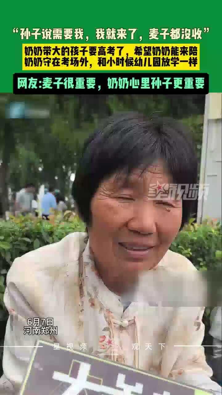 破防了！麦收正忙，奶奶撂下农活蹲守高考考场，一幕看哭无数人
 
6月7日郑州高考