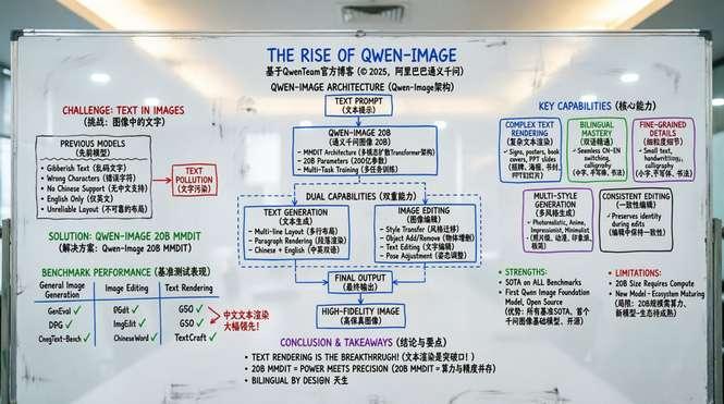 阿里昨天发了Qwen-Image-3.0，我试了一下让它画白板信息图。直接给我干
