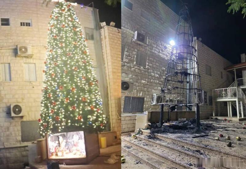 【3名巴勒斯坦人纵火焚烧耶诞树、破坏耶稣诞生场景被捕】海外新鲜事 近日，巴勒斯坦