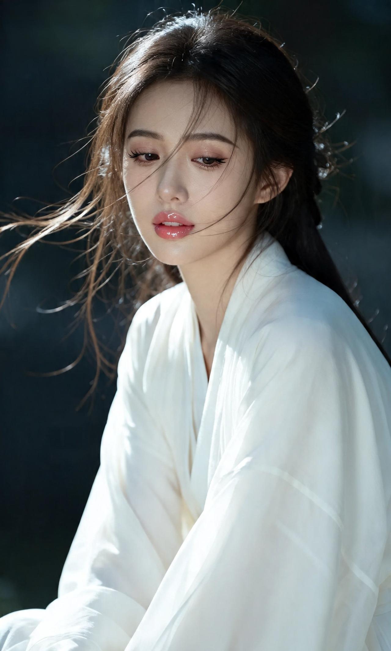 一袭白衣染风色，半是清冷半是温柔。光影掠过发梢，晕开独属于东方的松弛与诗意。
素