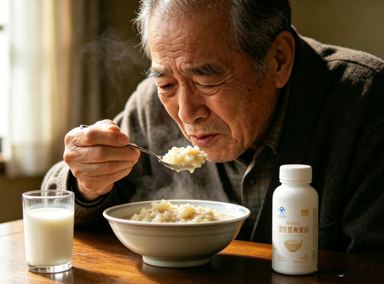 中午吃饭的时候老伴一再嘱咐:“少盛点，我吃不了多少。”
我说:“已经盛的够少了，