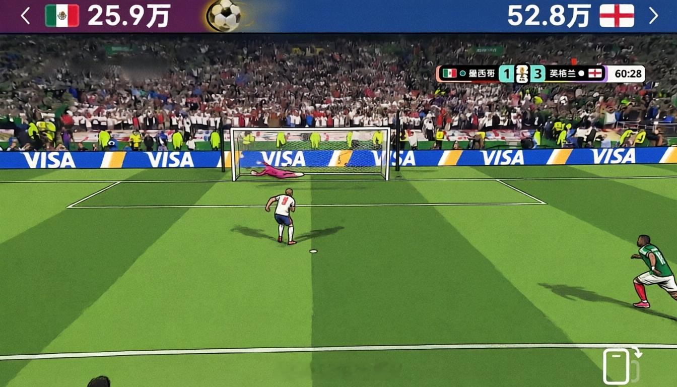 墨西哥vs英格兰点球了英格兰要3：1了 ————很稳的点球，3：1留给墨西哥的时