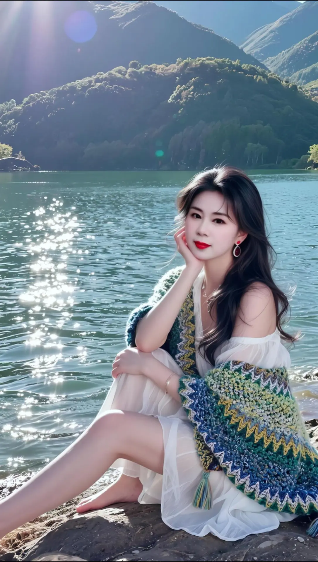 AI湖畔光影照 ai创作