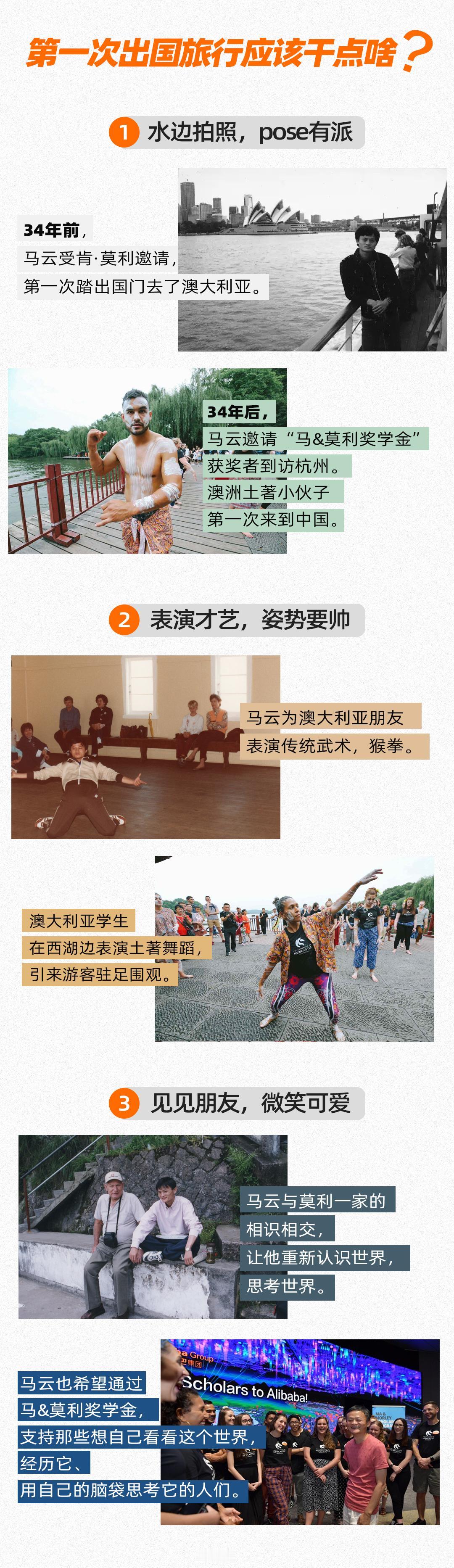年轻人第一次出国34年前，马云受莫利一家邀请第一次去澳大利亚，体验美食，表演才艺