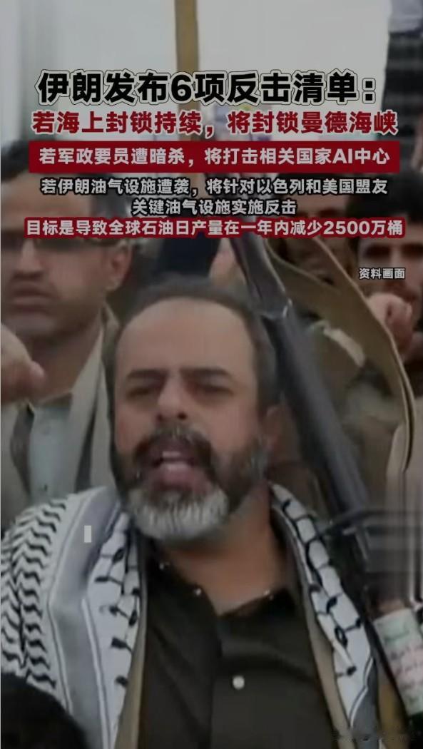 伊朗宣布已制定反击目标清单，围绕"对等回应"和"进攻性威慑"原则。这个表态释放的