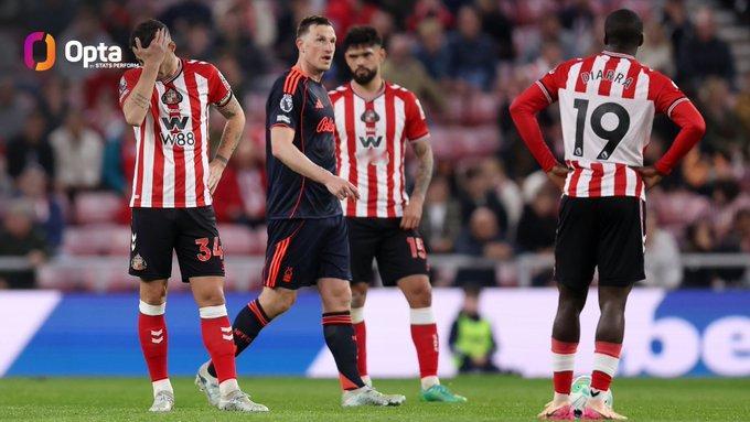 5 - 在今晚0-5负于诺丁汉森林的比赛中，桑德兰遭遇了他们在足球联赛历史上最严