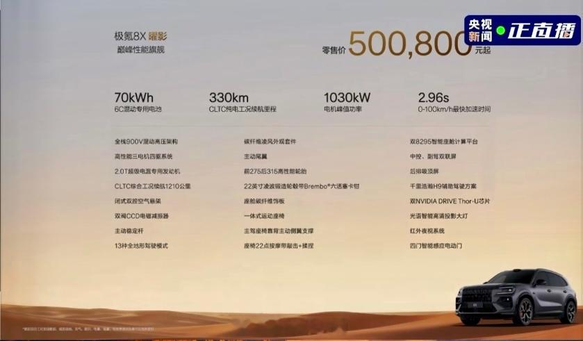 极氪8X 正式上市，限时权益价32.98万元起。作为极氪品牌的新旗舰SUV，它不