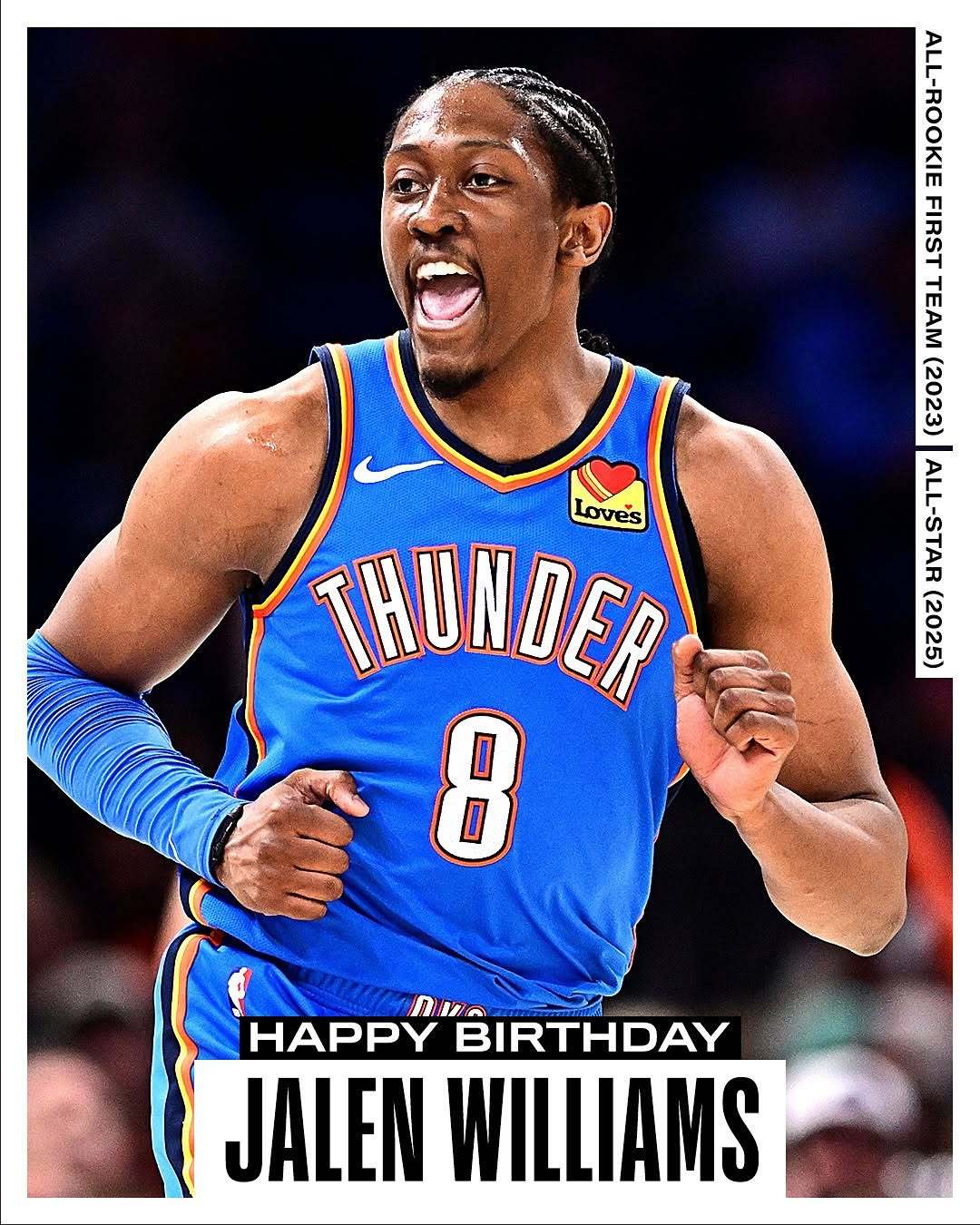 NBA和雷霆官方都祝杰伦威廉姆斯24岁生日快乐🎉新的一岁征服早睡⚡ ​​​