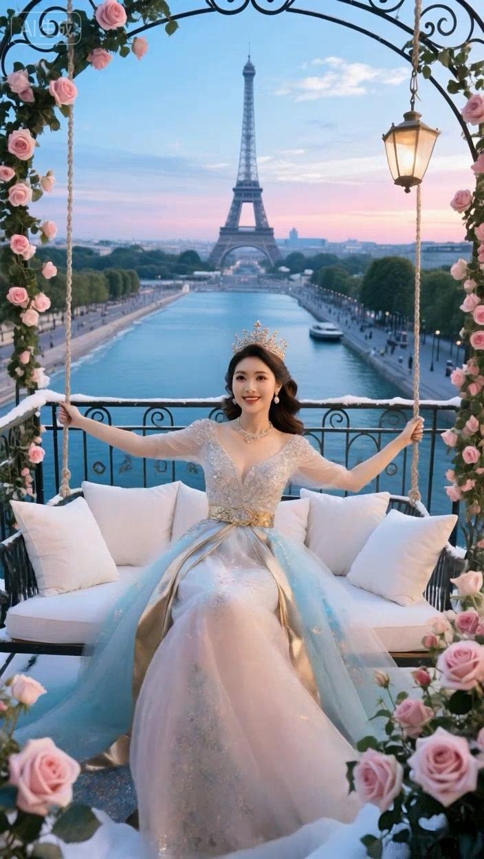 七绝●海阔天空/古韵  

平台屋顶荡秋千，
酒店豪房近海边。
粉艳玫瑰添浪漫，