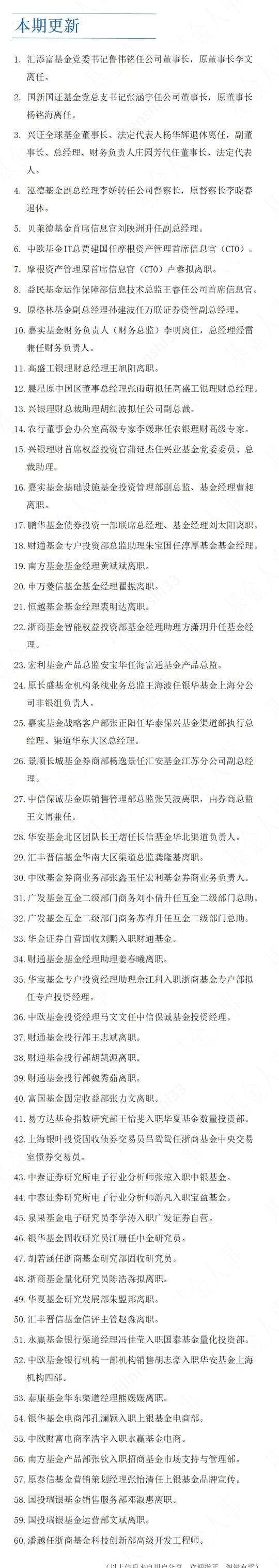 公募基金人事变动0715