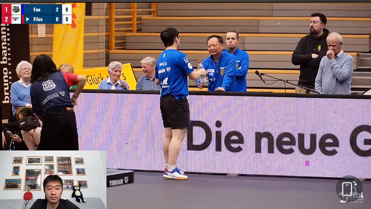 3月28日德甲樊振东一单二分3:0孟庆宇，3:0削球手菲鲁斯！
德甲第20轮比赛