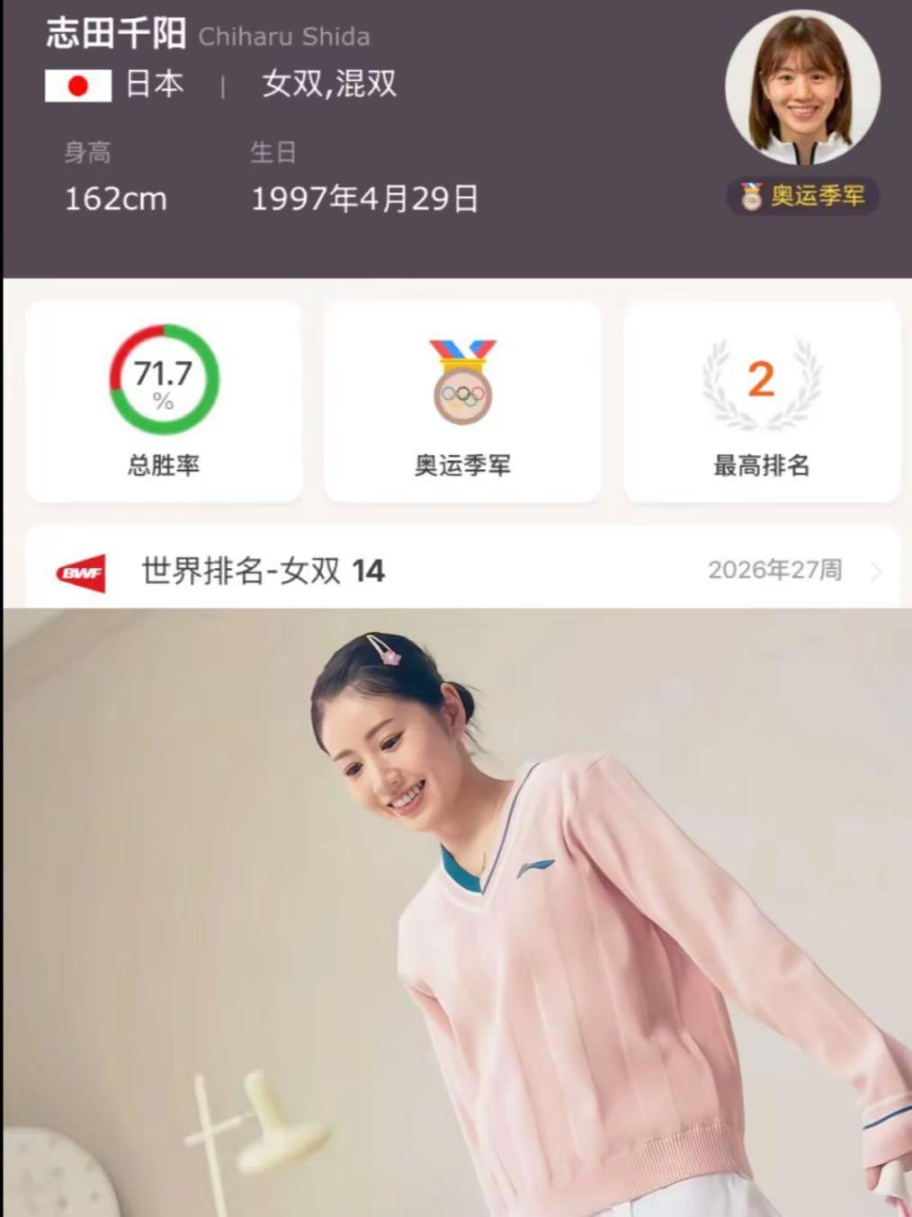 李宁最可爱的代言人“志田千阳”