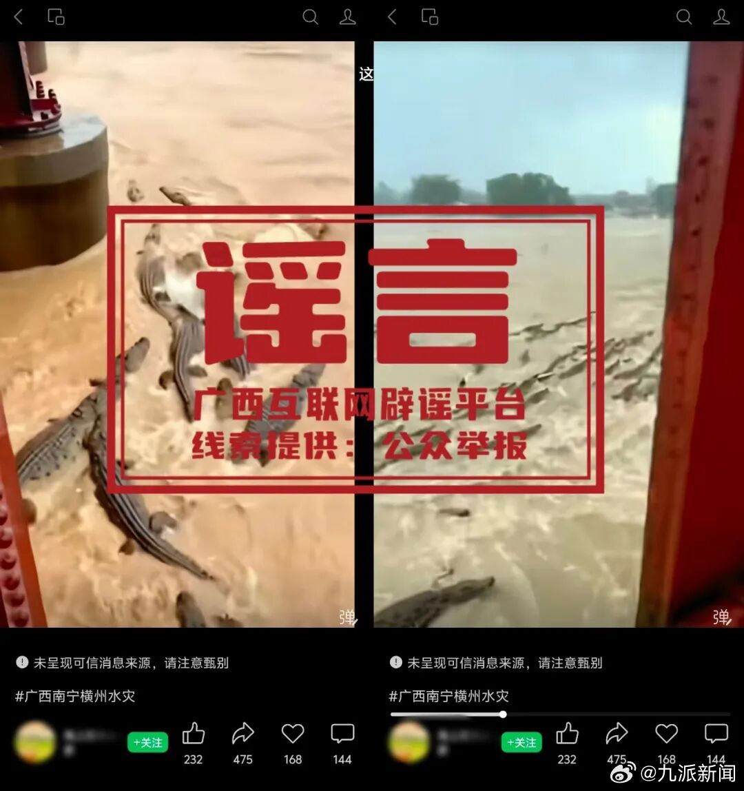 #广西洪涝有鳄鱼逃出系旧闻嫁接#【#官方辟谣广西洪涝有鳄鱼逃出#：系旧闻嫁接】近